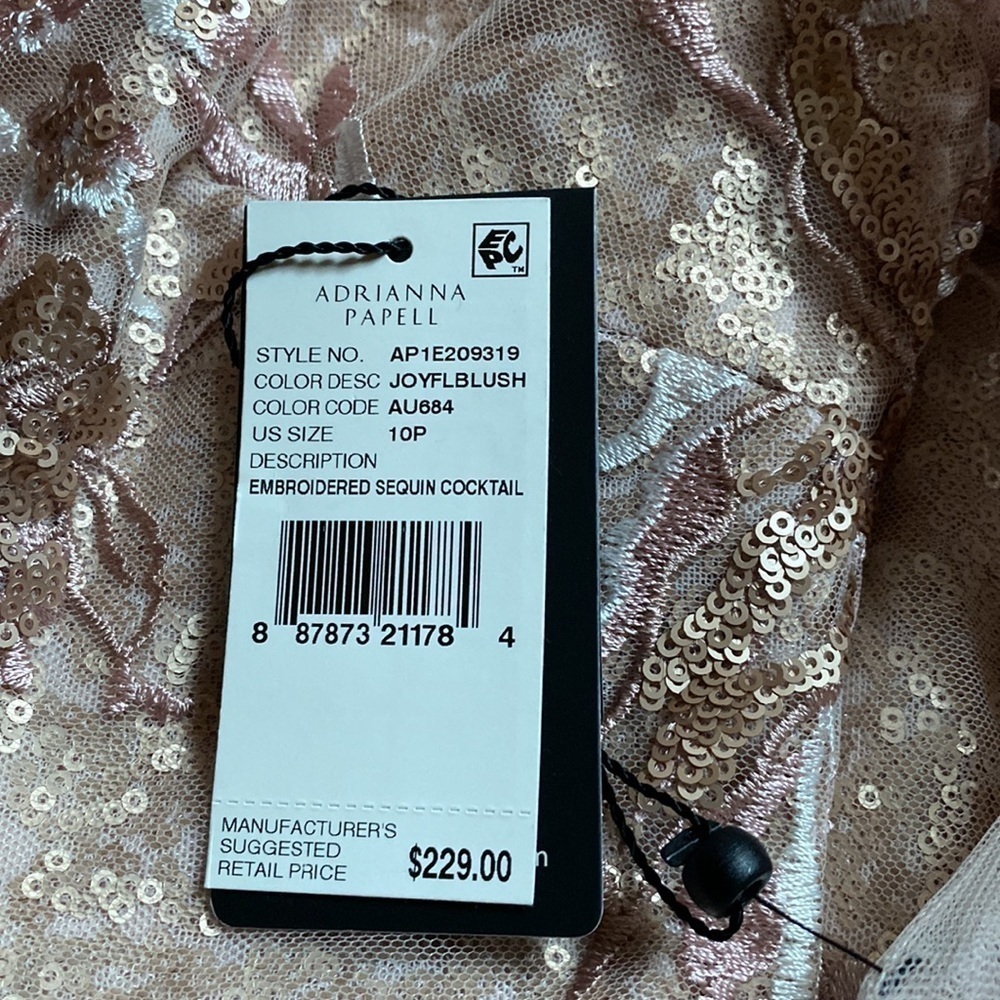 adrianna papell embroidered bell sleeve sequin cocktail dress in joyful blush - Picture 4 of 4